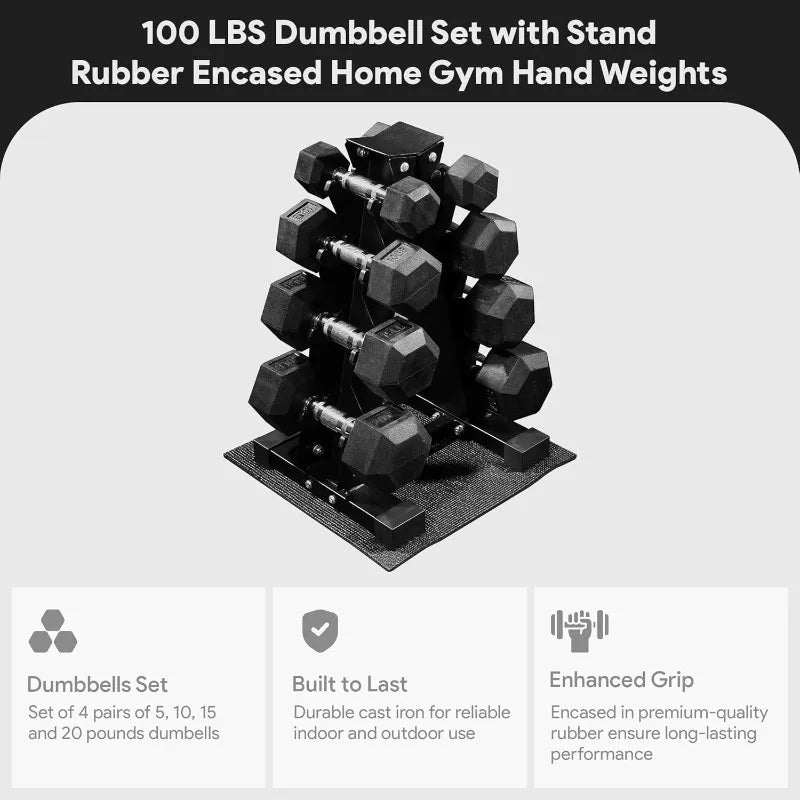 Balance From 100LB or 150LB Rubber Coated Dumbbell Weight Set