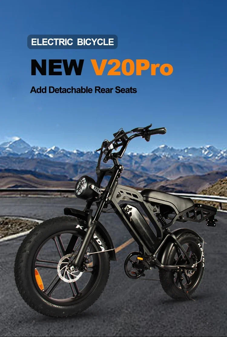 off-road mountain beach riding Ebike 20 Inch tires rear seat rack