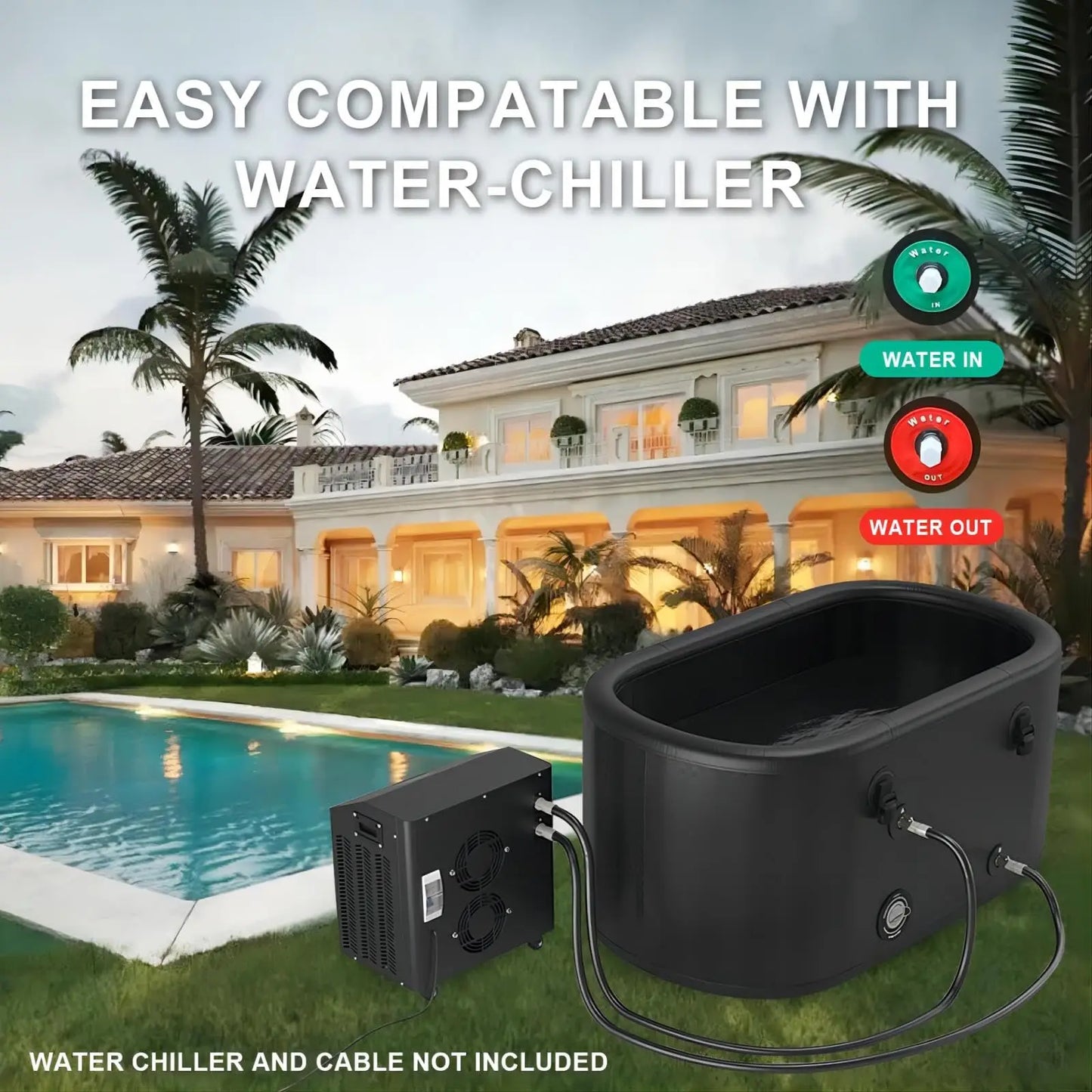 52"L- 140 Gallons Portable Cold Plunge Tub for Athletes Recovery