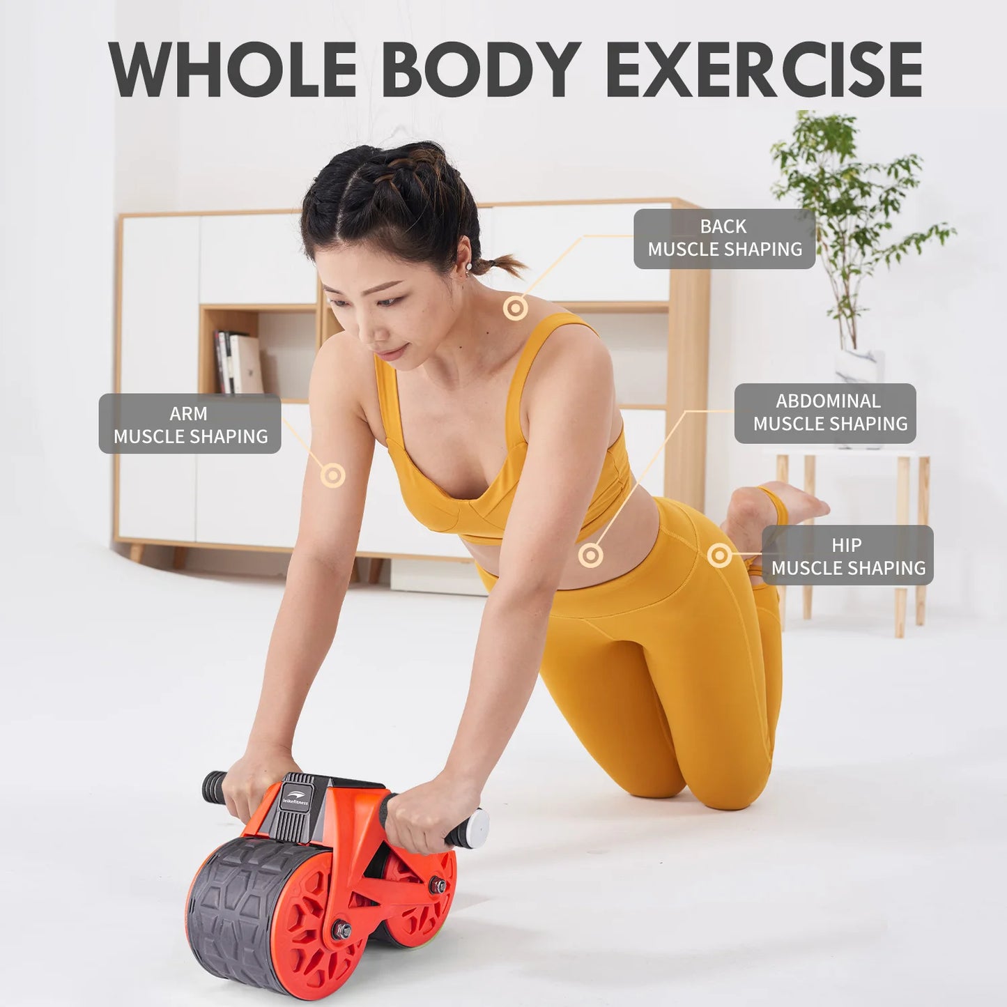 Ab Wheel Roller Automatic Rebound with Knee Pad