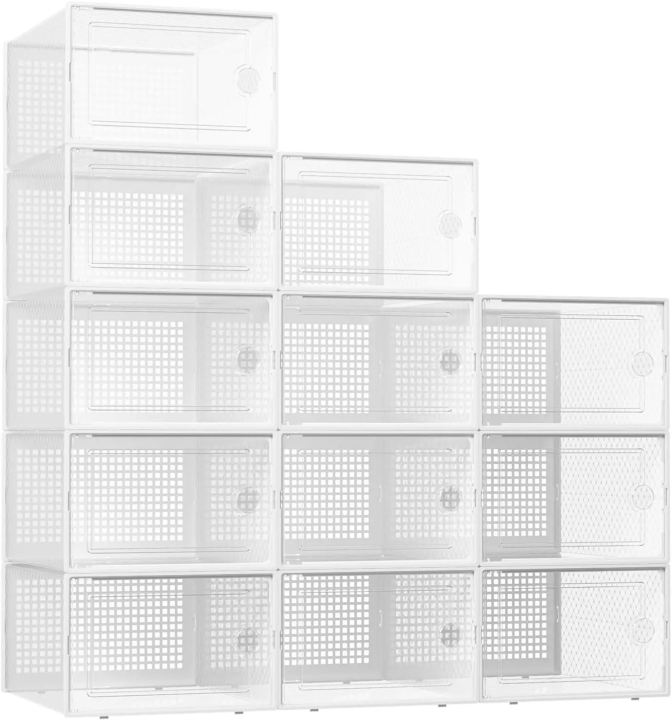 Shoe Storage Boxes Organizers Clear Plastic Stackable 12 Pack,Sneaker