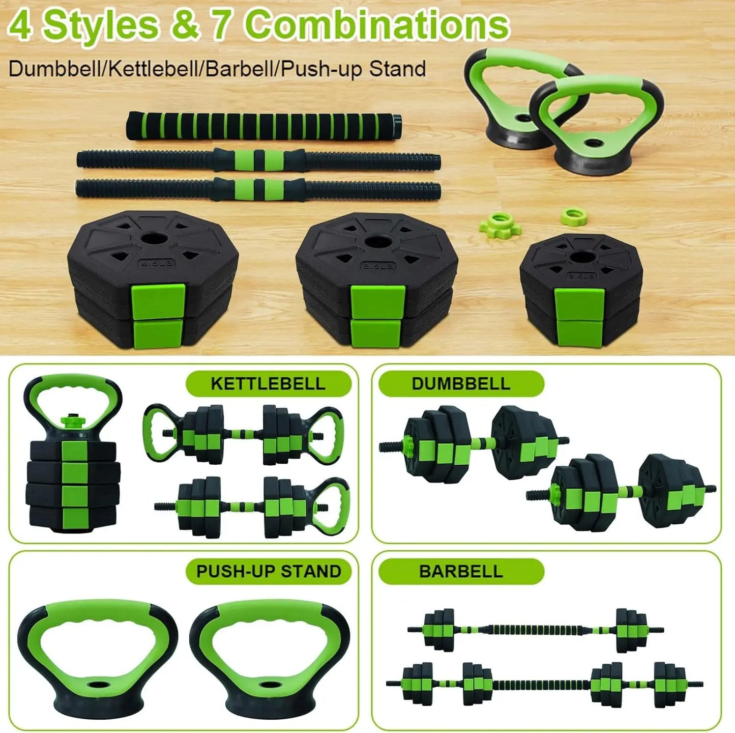 66lbs/88lbs Adjustable Kettlebell Dumbbell Push up Stand for GYM Home