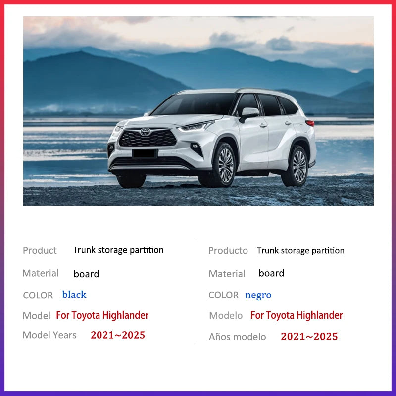 Toyota Highlander Kluger XU70 2021~2025 MK4 Car Trunk Storage