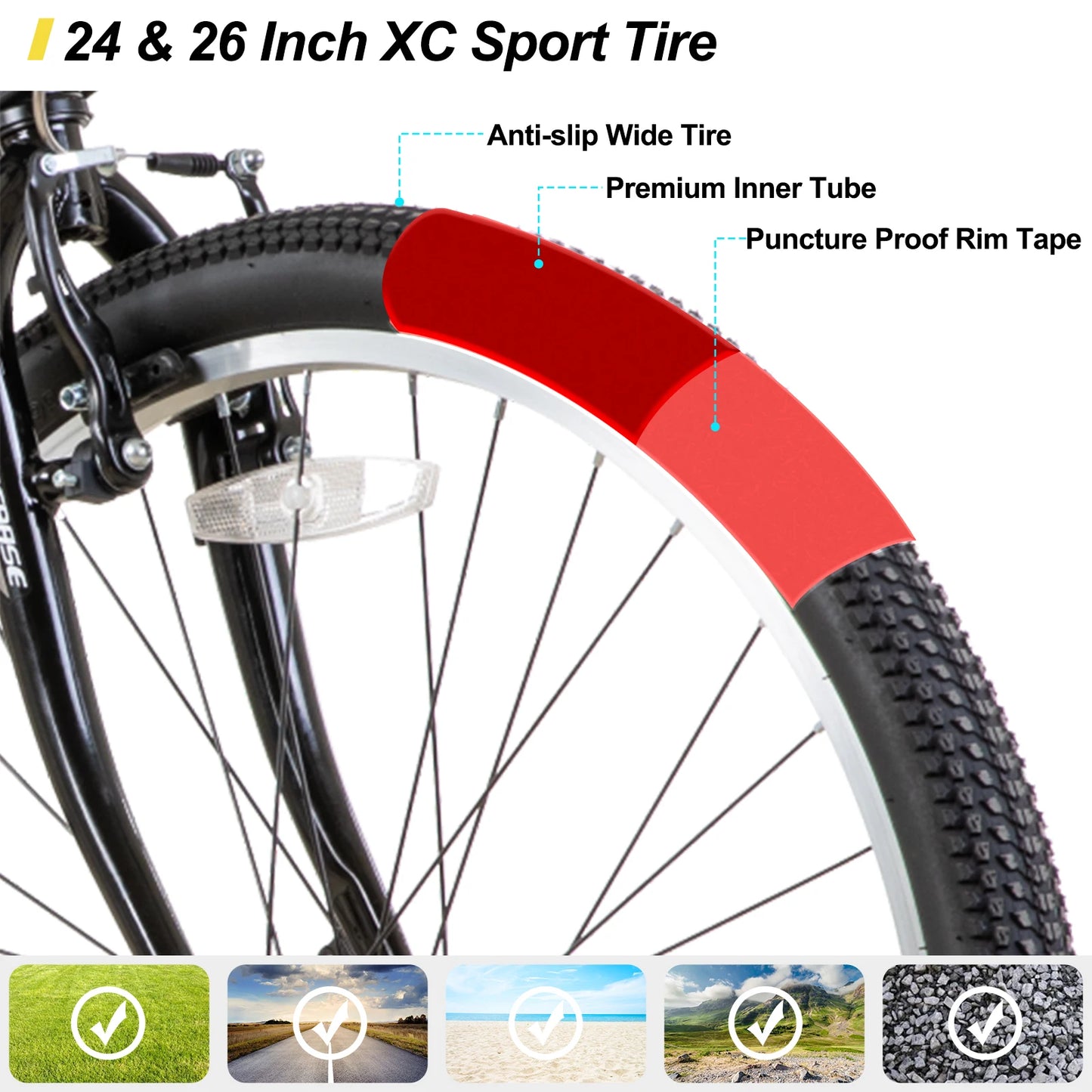 24 26 inch Mountain Bike with 21 Speeds for Adults