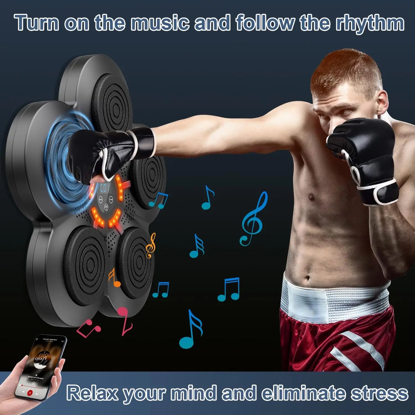 Smart Music Boxing Trainer with LED Screen,Wall-Mounted
