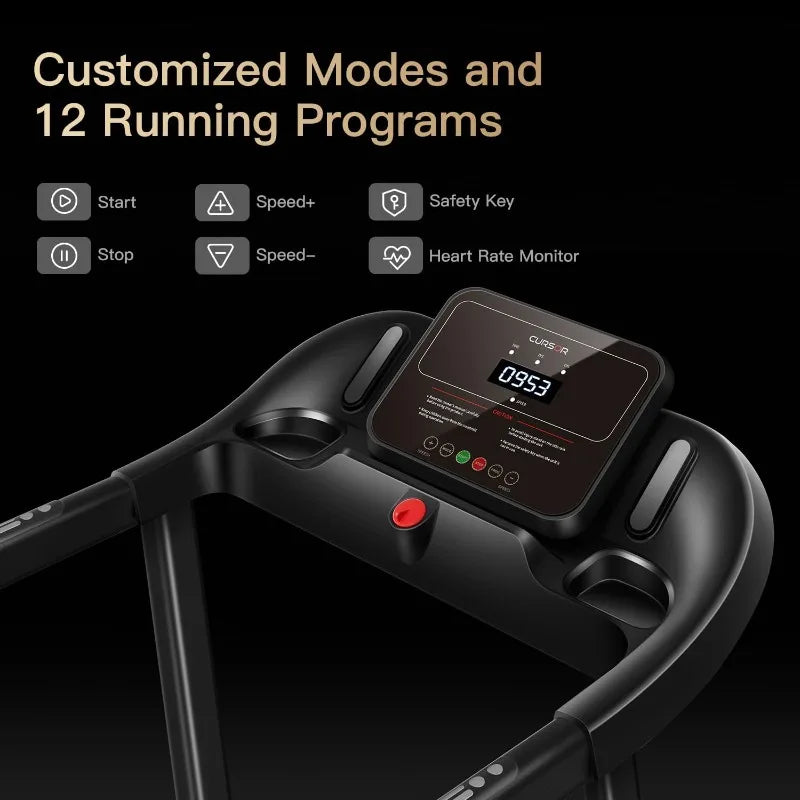 265 LBS Capacity folding treadmill with pulse sensor
