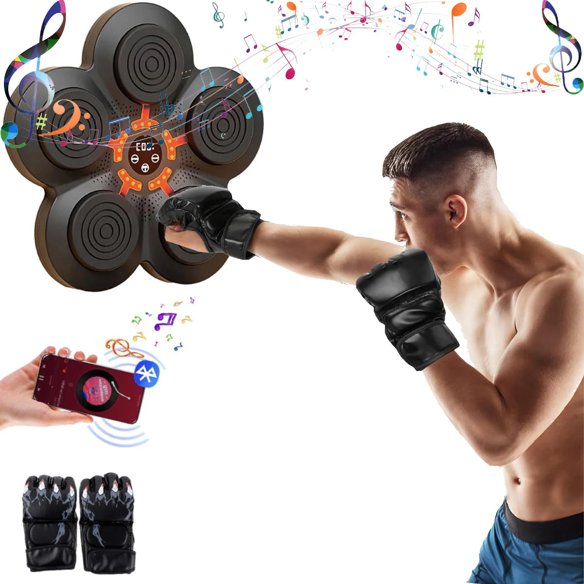 Smart Music Boxing Trainer with LED Screen,Wall-Mounted