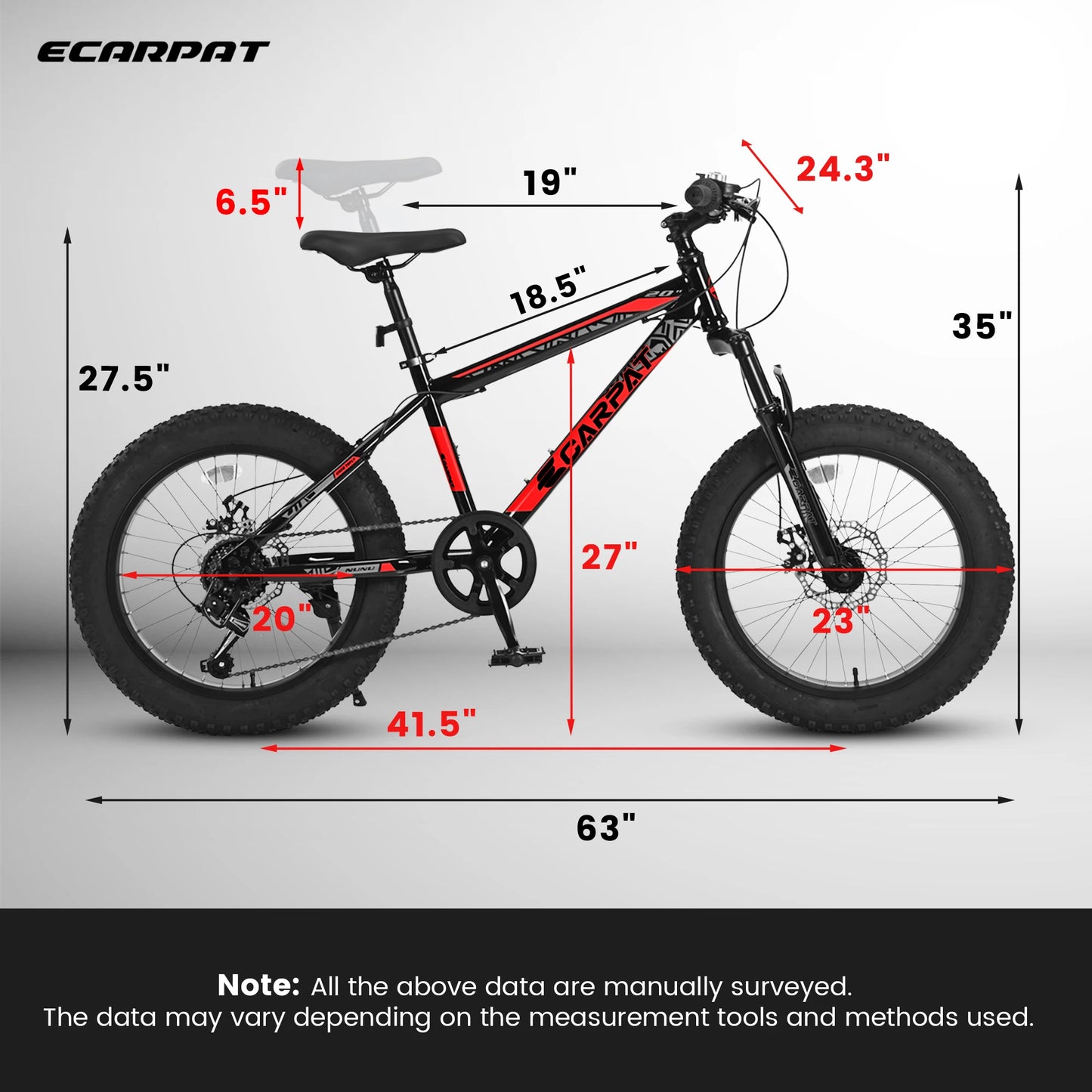 Kids' 4-Inch Wide Fat Tire Snow Mountain Bike