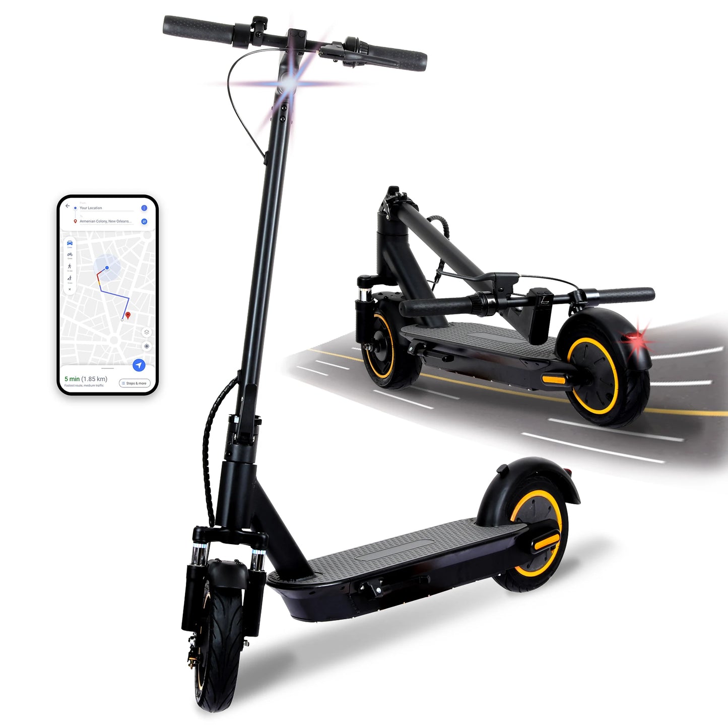 500W Foldable Electric Scooter 10'' Inflatable Tires