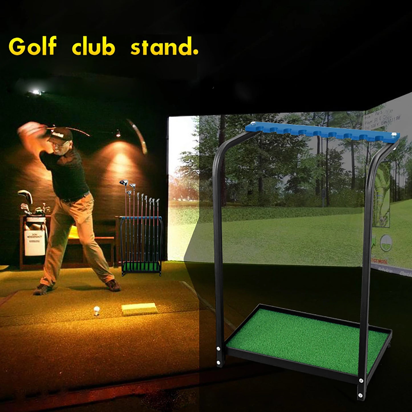 Golf Bag Storage Stand and Other Golfing Equipment Rack