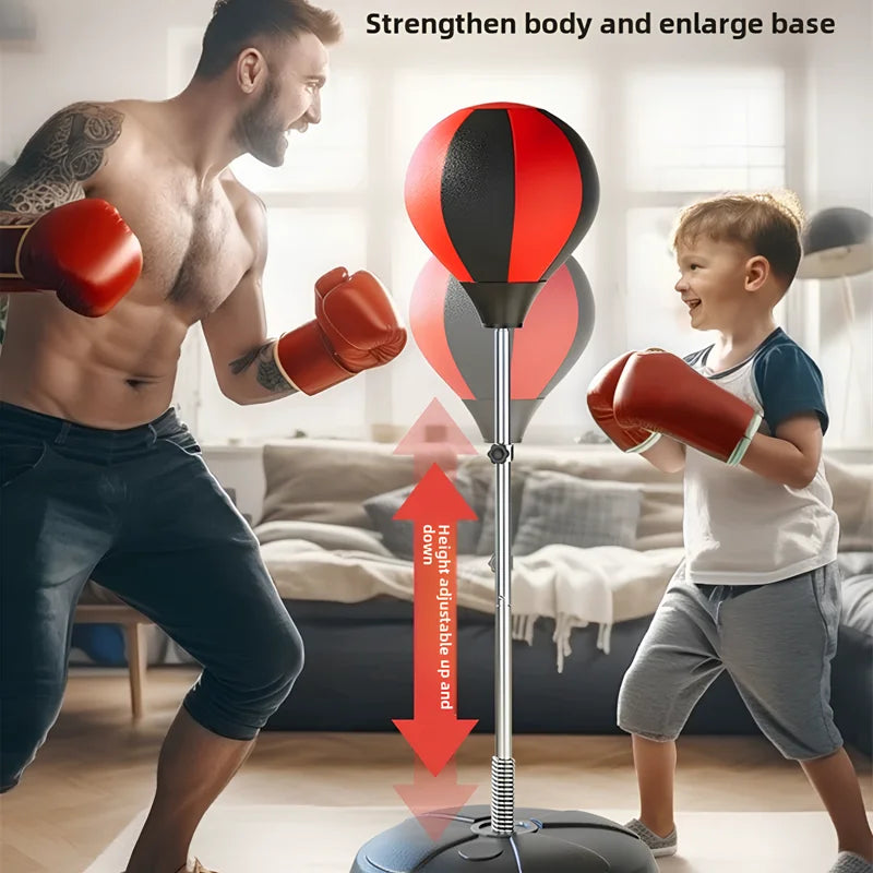 Adjustable children's boxing training set with 360° bounce punch ball