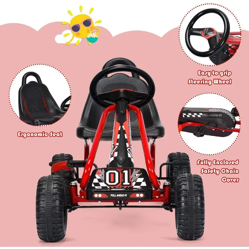 Costzon Go Kart for Kids, & Non-Slip Wheels
