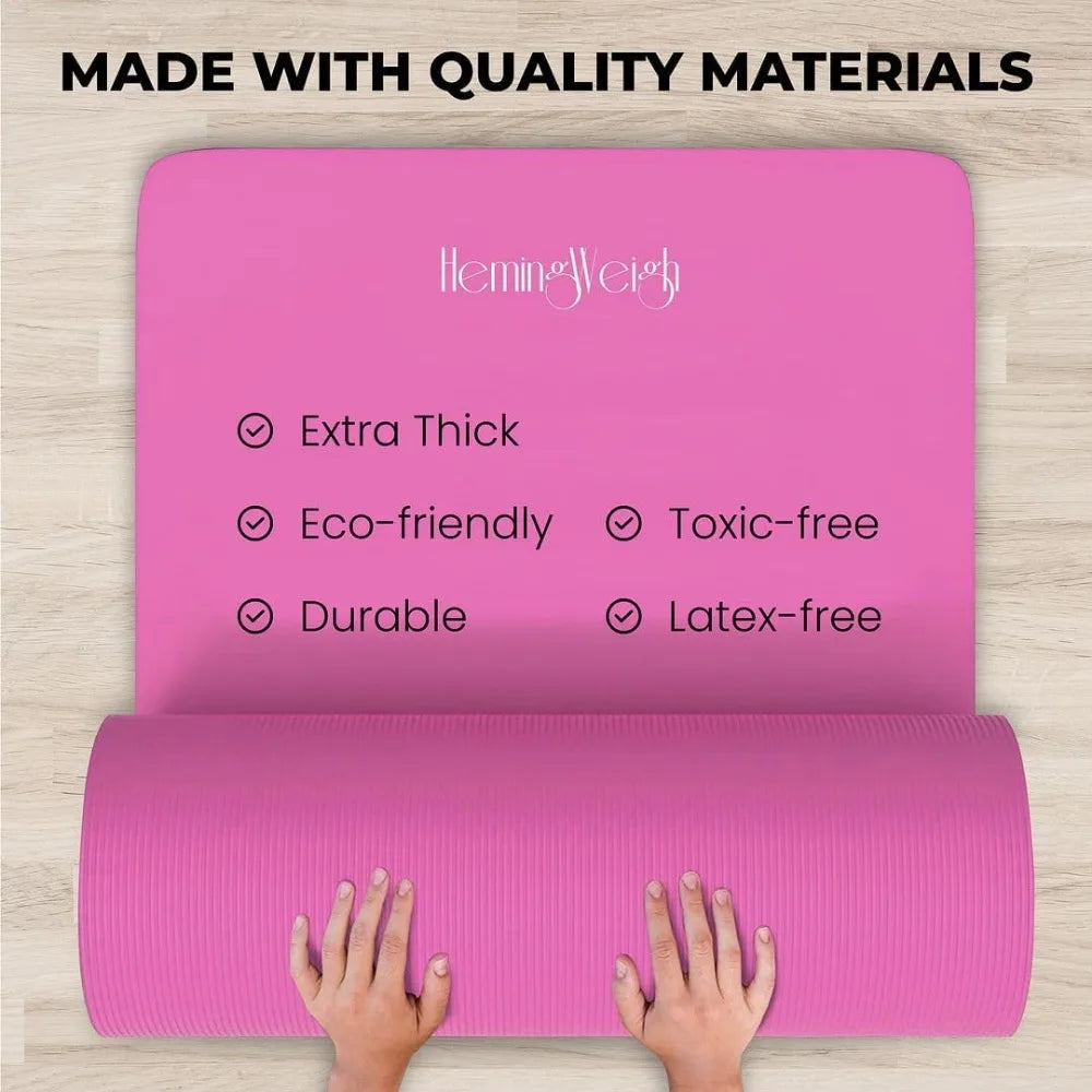 1/2 Inch Thick Non Slip Mat with Yoga Foam Blocks