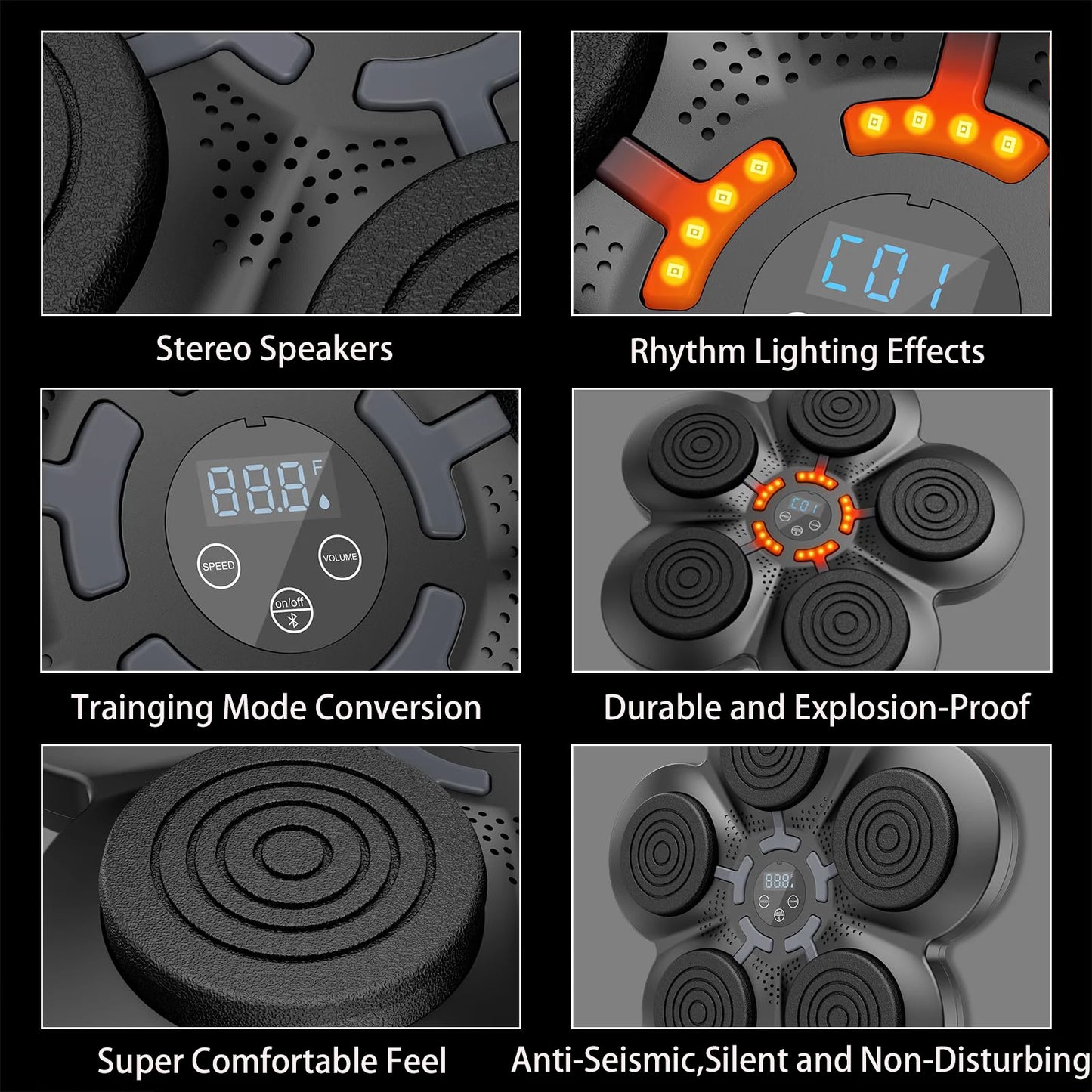 Smart Music Boxing Trainer with LED Screen,Wall-Mounted
