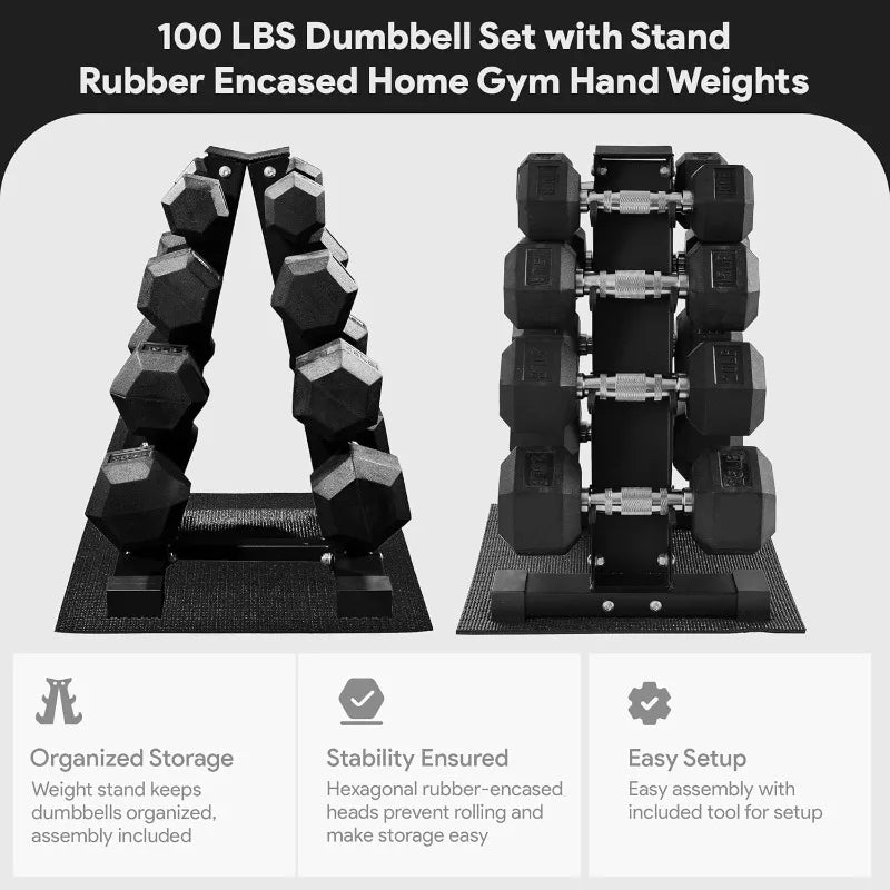 Balance From 100LB or 150LB Rubber Coated Dumbbell Weight Set