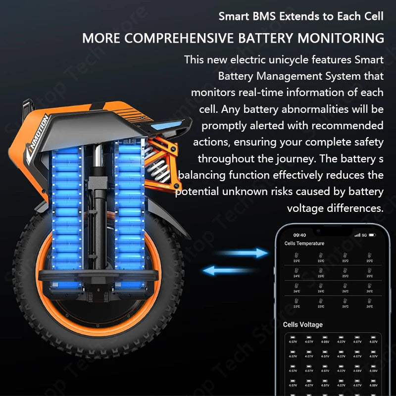V14 Electric Unicycle 70km/h Speed High Torque
