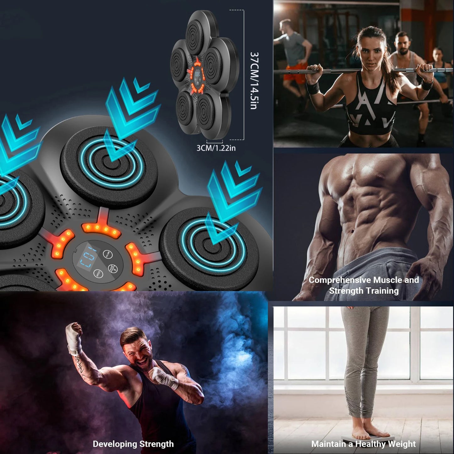 Smart Music Boxing Trainer with LED Screen,Wall-Mounted