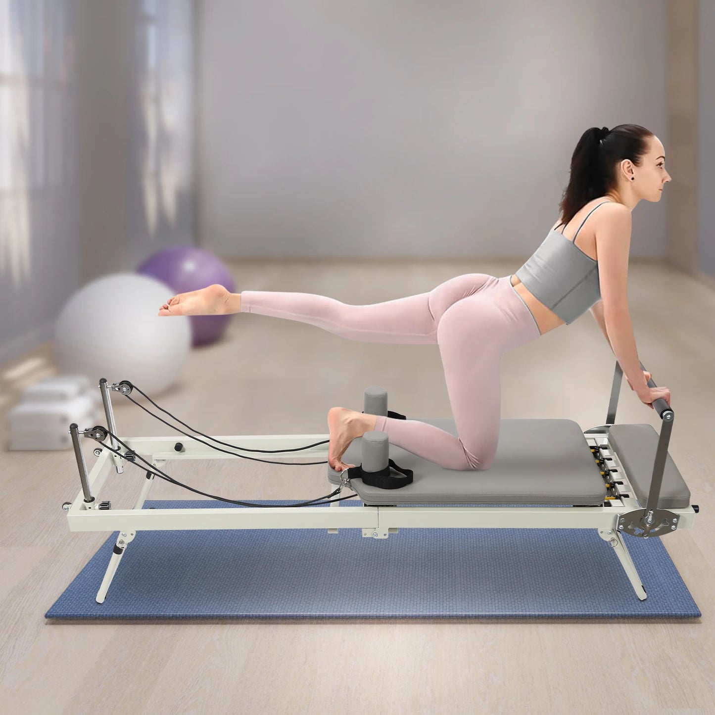 Foldable Pilates Reformer Machine, Multifunctional
