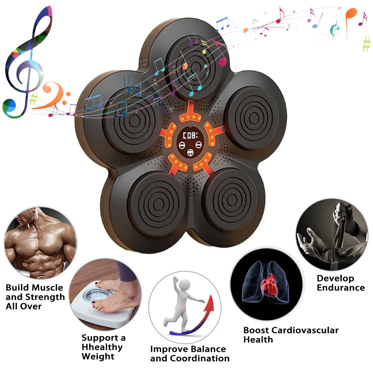 Smart Music Boxing Trainer with LED Screen,Wall-Mounted