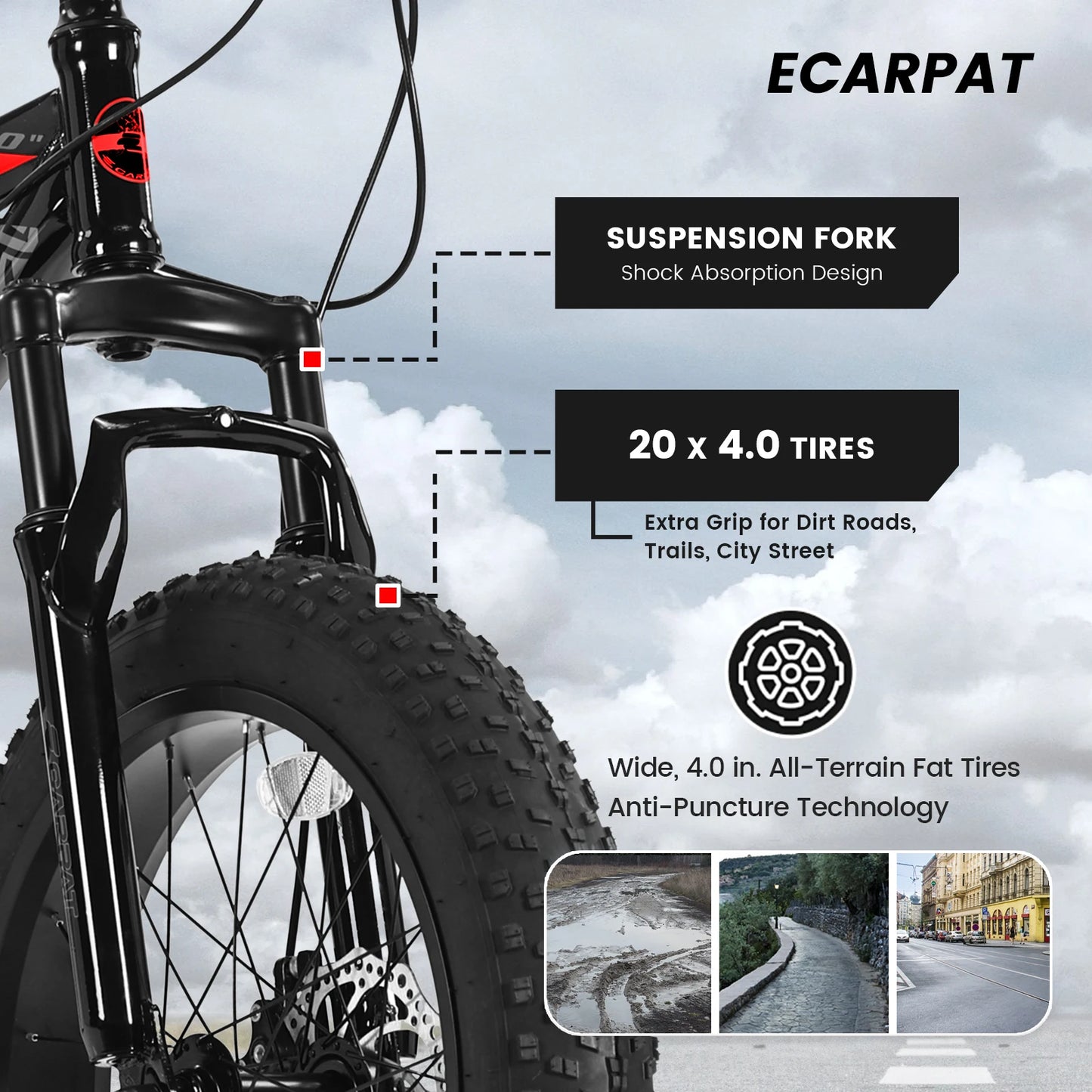 Kids' 4-Inch Wide Fat Tire Snow Mountain Bike