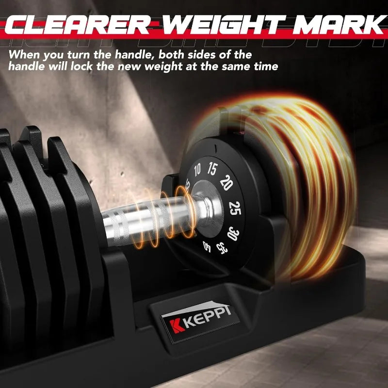 Adjustable Dumbbells Set, 25lb/55lb with Anti-Slip Metal Handle