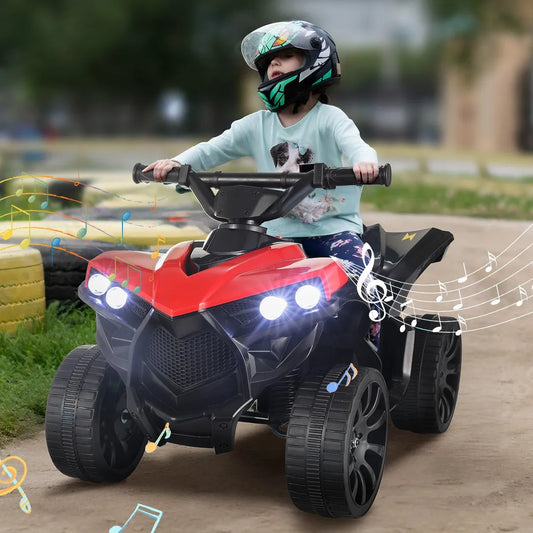 , 4-Wheel Battery Powered Motorbike for Kids 1-6 Yrs In/Outdoor Playroom