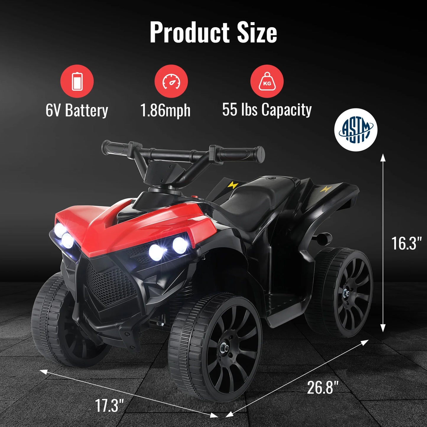 , 4-Wheel Battery Powered Motorbike for Kids 1-6 Yrs In/Outdoor Playroom