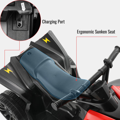 , 4-Wheel Battery Powered Motorbike for Kids 1-6 Yrs In/Outdoor Playroom