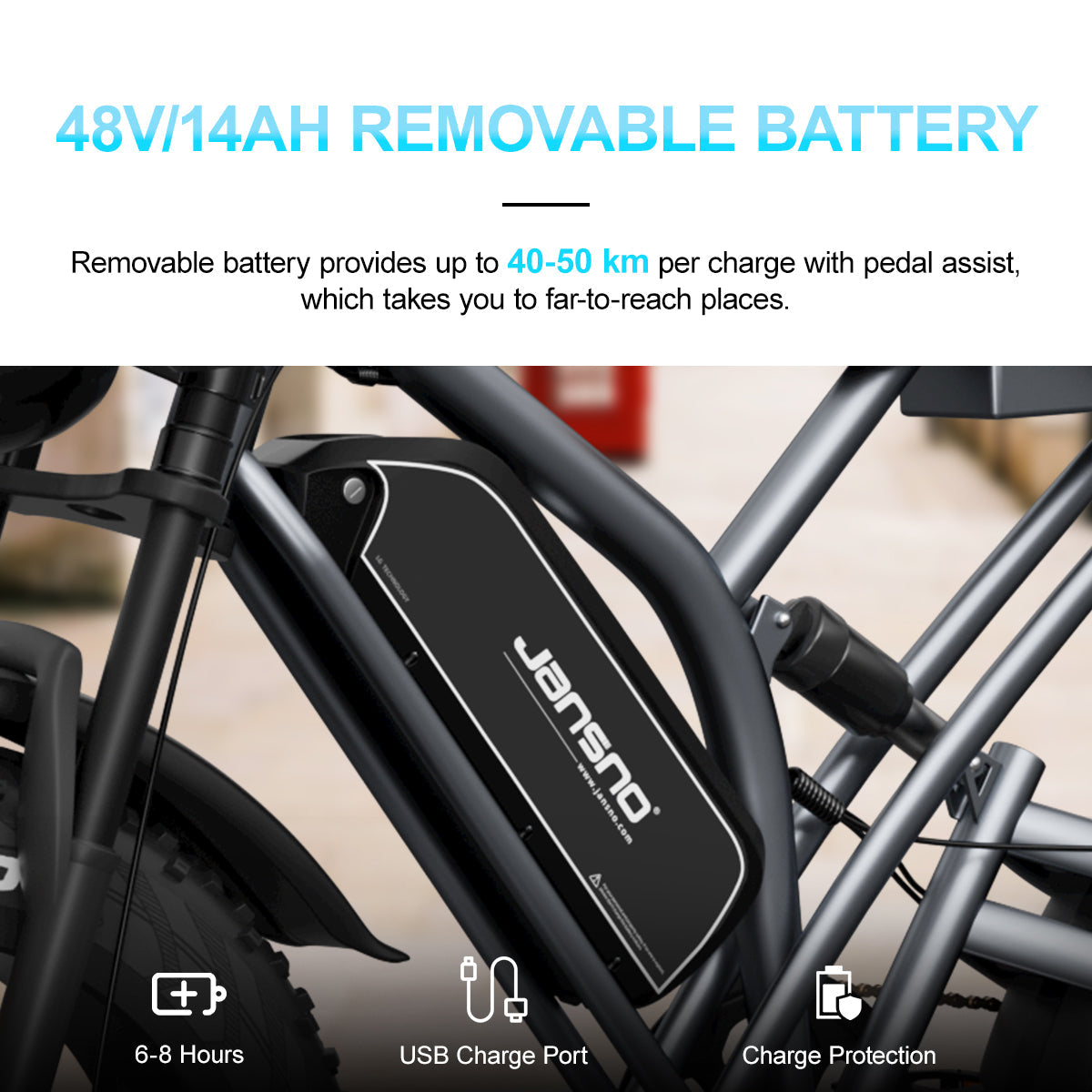 20" Fat Tires Electric Bikes 750W Motor 48V 14Ah Battery