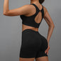 2 Pcs Yoga Set Women Hollow Back Sports Bra+Hip