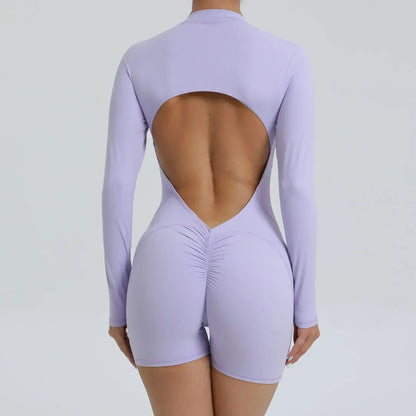 Seamless Yoga Zipper Jumpsuits Sports Fitness Beauty