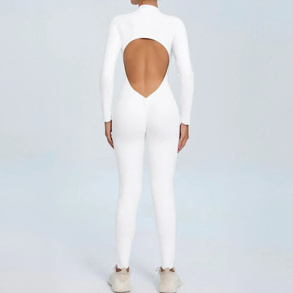 Seamless Yoga Zipper Jumpsuits Sports Fitness Beauty