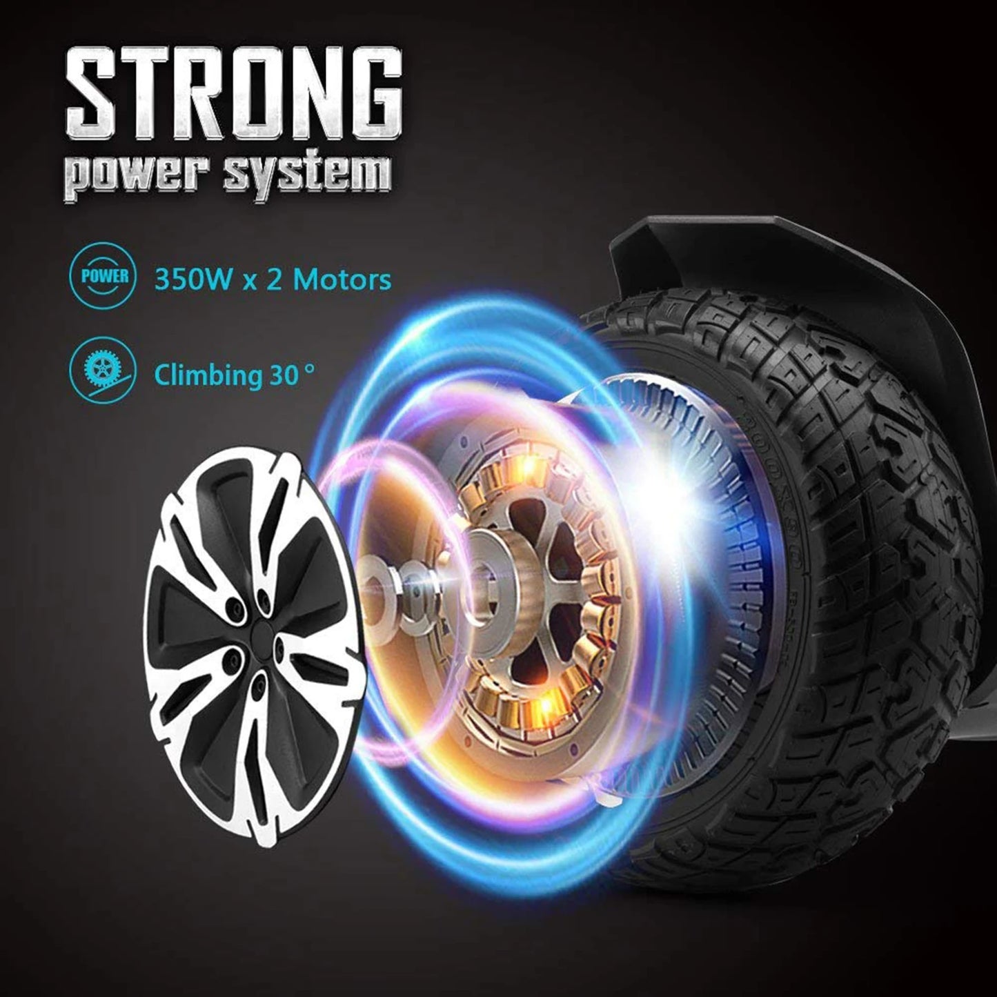 All Terrain Off Road Hoverboard with Bluetooth Speakers and LED Lights