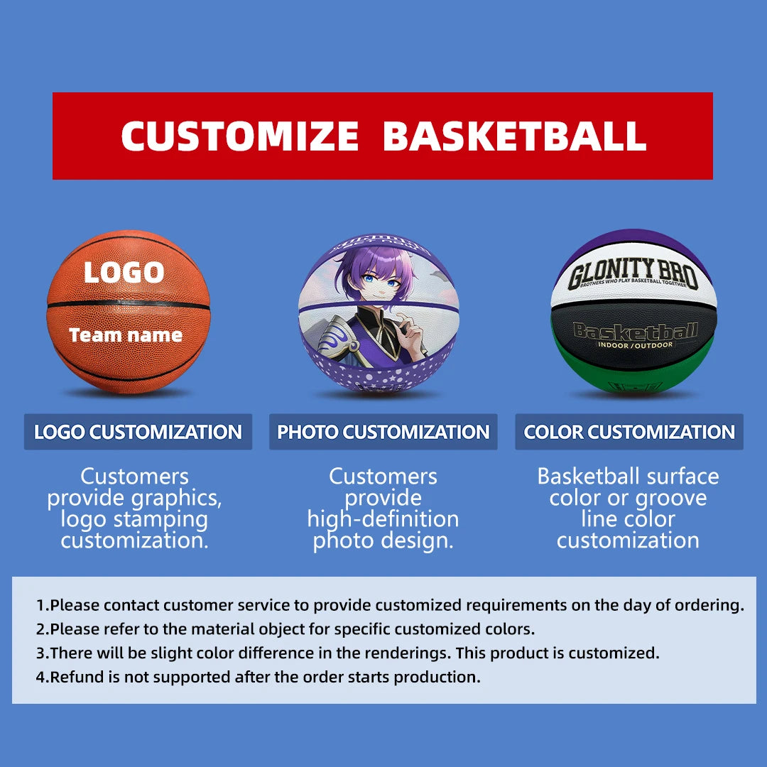 Customized Basketballs Size 7 Leather Wear-Resistant Game Training