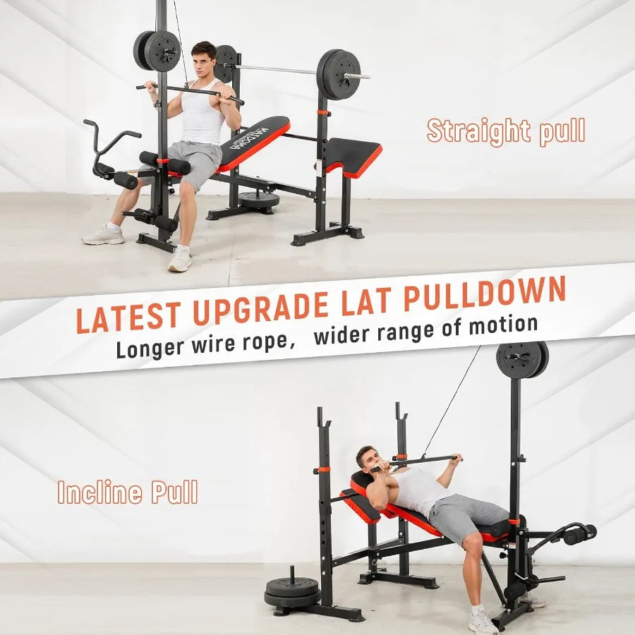 Adjustable Weight Bench with Lat Pulldown and Leg Extension