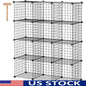 12-Cube Modular Shelving Metal Grid Storage Bins Durable