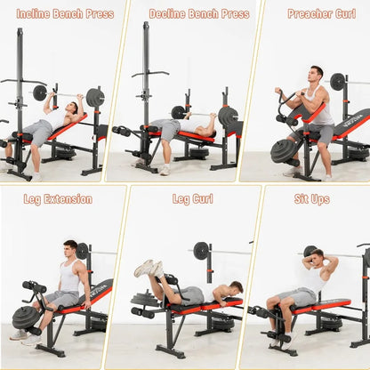 Adjustable Weight Bench with Lat Pulldown and Leg Extension