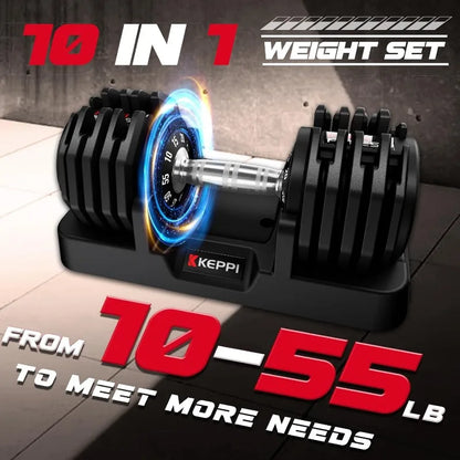 Adjustable Dumbbells Set, 25lb/55lb with Anti-Slip Metal Handle