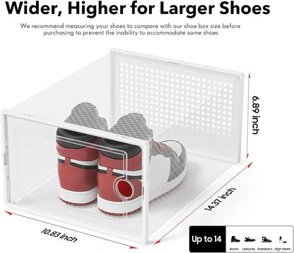 Shoe Storage Boxes Organizers Clear Plastic Stackable 12 Pack,Sneaker