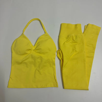 Women Backless Tank Tops High Waist Scrunch Gym Suit