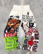 Letter Patch Retro Double Layer Design Baggy  Waist Jogging Pants