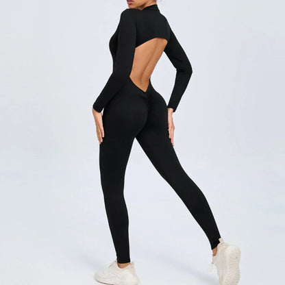 Seamless Yoga Zipper Jumpsuits Sports Fitness Beauty