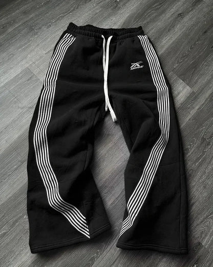Letter Patch Retro Double Layer Design Baggy  Waist Jogging Pants