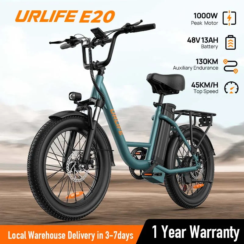 20MPH, 20''X3" Fat Tire, 7-Speed E-Bike with Dual Disc Brake