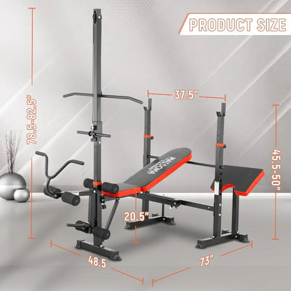 Adjustable Weight Bench with Lat Pulldown and Leg Extension