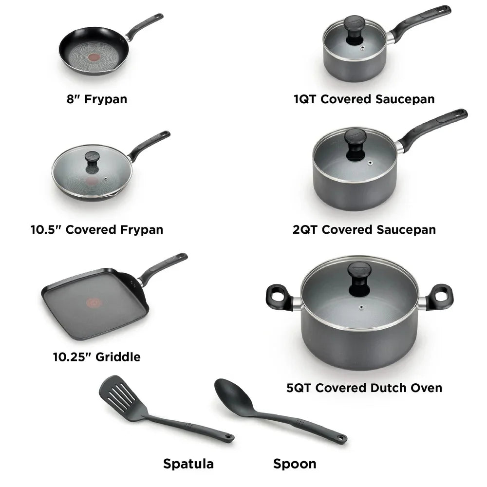 12-Piece Non-Stick Cookware Set, Pots Pans with Glass Lids