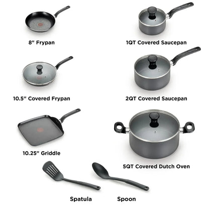 12-Piece Non-Stick Cookware Set, Pots Pans with Glass Lids