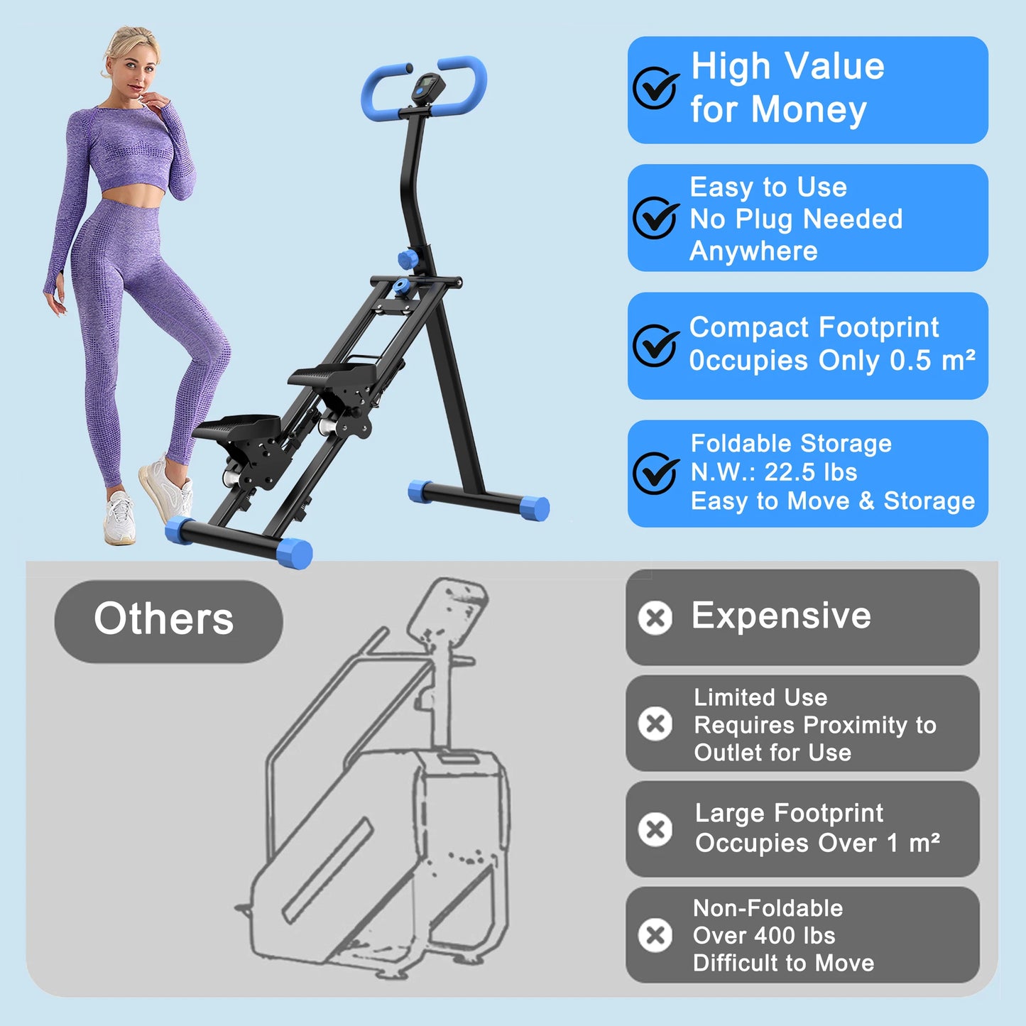 330lbs Stair Stepper Climber Machine with Handlebar