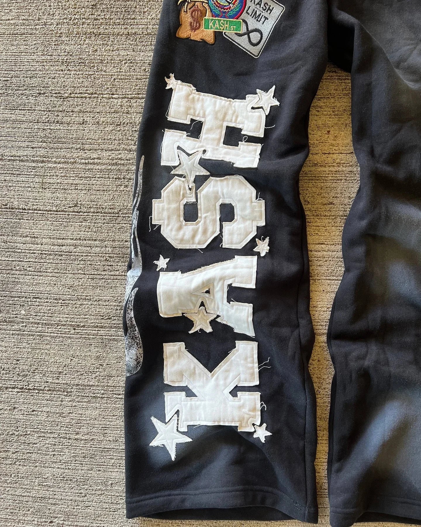 Letter Patch Retro Double Layer Design Baggy  Waist Jogging Pants
