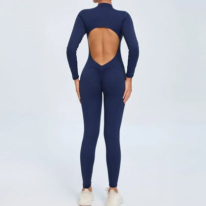 Seamless Yoga Zipper Jumpsuits Sports Fitness Beauty